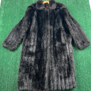 VTG Real Mink Fur Coat Women's XL Dark Brown Mid-Length Lined Plush Jacket 60s